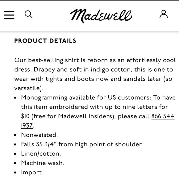 Madewell Linen Cotton Light Wash Chambray Button Down Shirtdress Shirt Dress - Picture 11 of 12